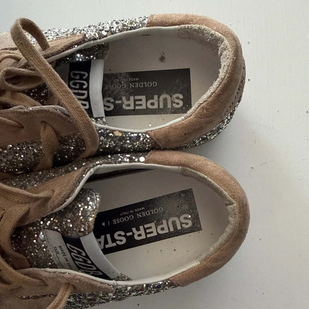 Golden Goose Beige and Silver Glitter Sneakers - Picture 12 of 16